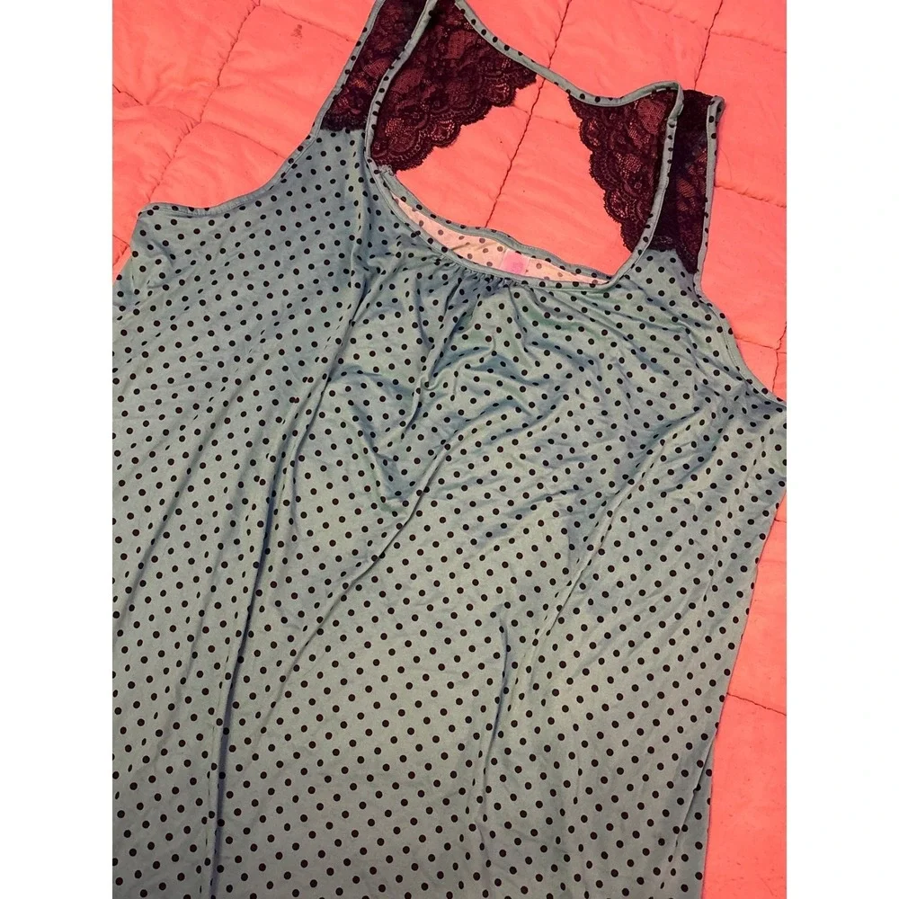 Secret Treasures Teal‎ Polka Dot Lace Short Nightgown Sleepwear Plus Size 3X